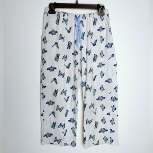 Croft & Barrow Women's Cropped Butterfly Print Pajama Lounge Pants, Sz S